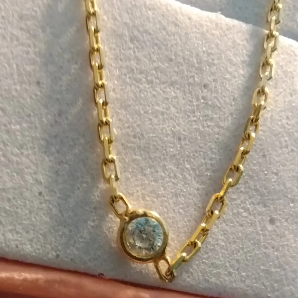 17.5" 925 Italy Gold overlay Necklace with 5 stones - Picture 5 of 13